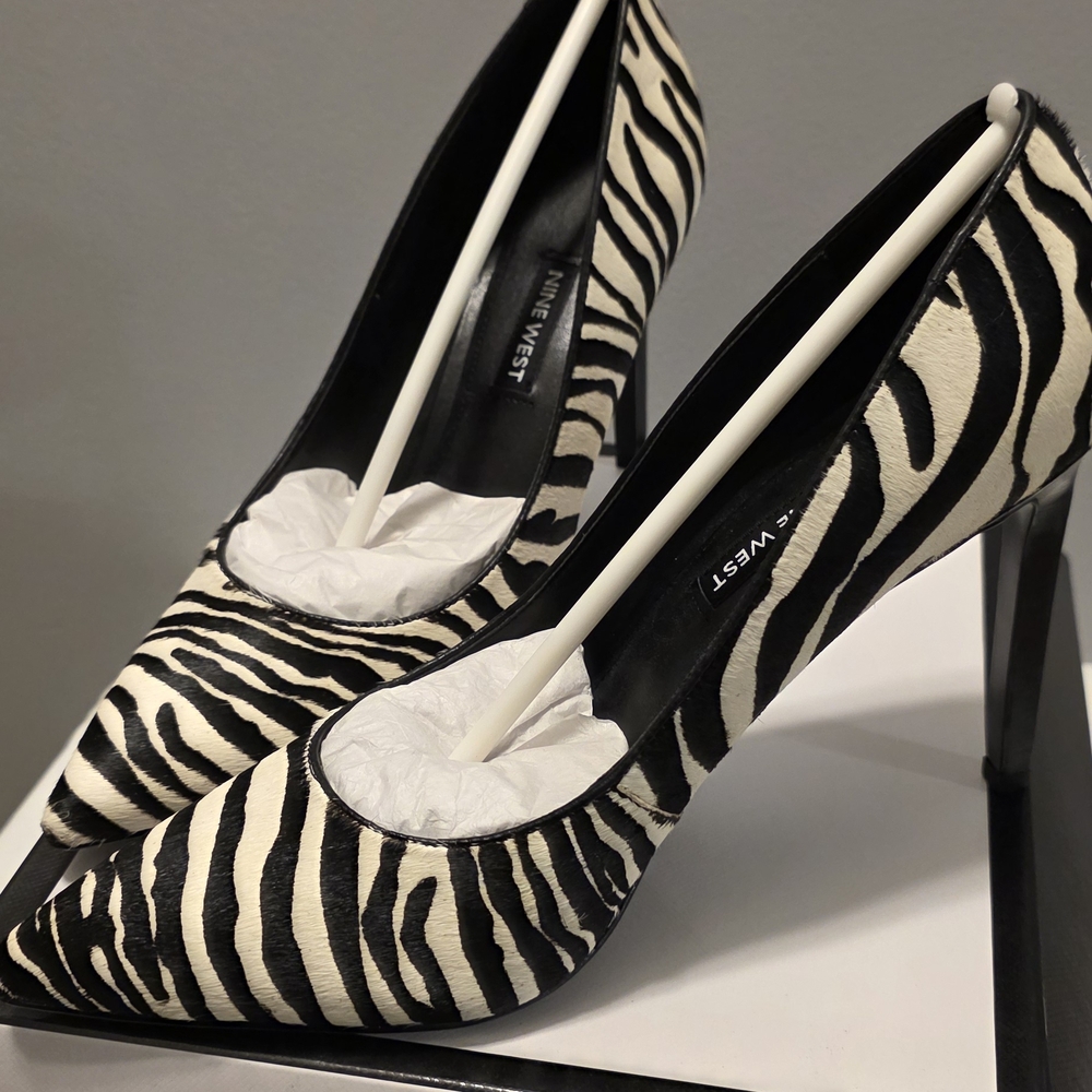 Nine West Zebra Print Black and White Pointed Toe Heels